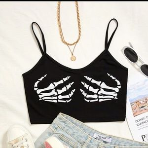 shein skeleton black crop tank